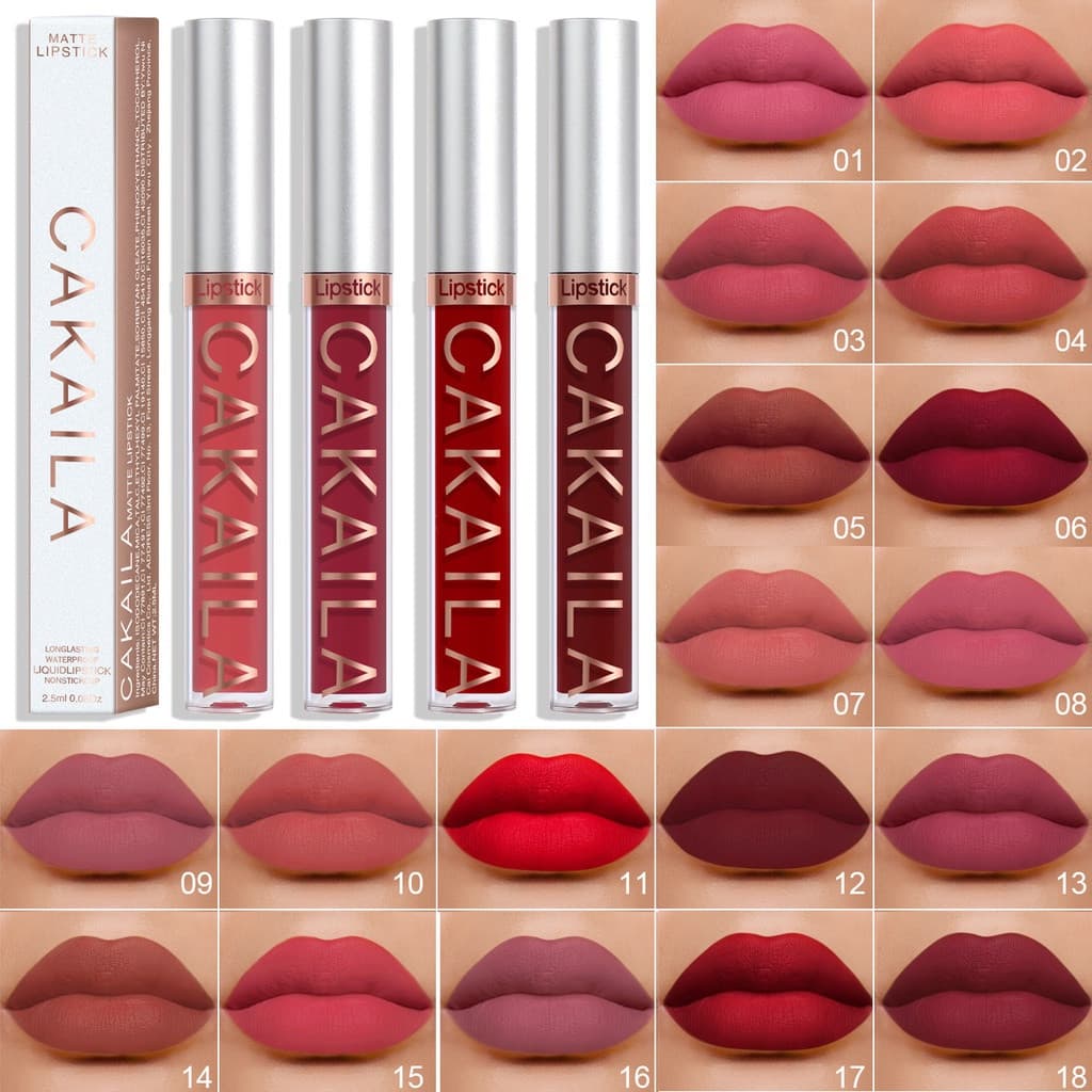 1 unidade de Batom Líquido Matte à Prova d'Água, Não Pegajoso, Longa Duração, 18 Cores, Maquiagem para Lábios CXYL