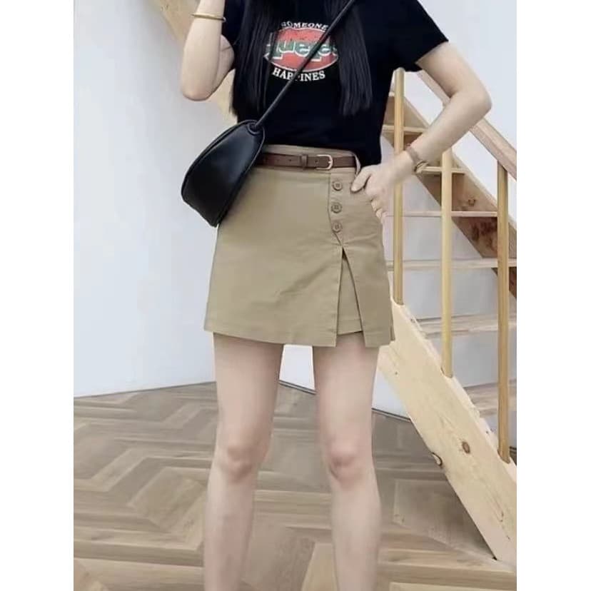 Macacão lavável de algodão puro calças de cinco pontos feminino cintura alta perna larga calças soltas estilo fino calça