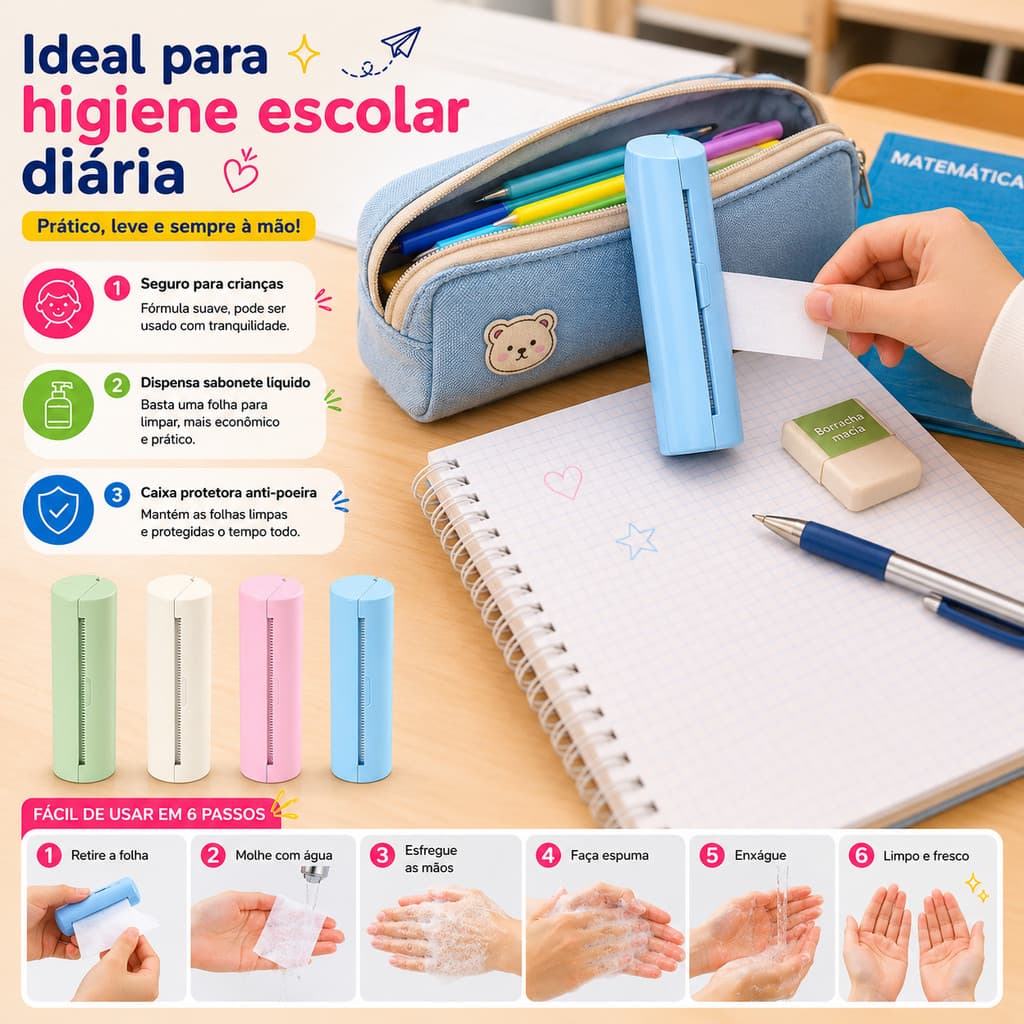 Folha de Sabão Papel Descartável Portátil mini bonito fofo limpar mãos viagem caixa prático curtas longos deslocamentos
