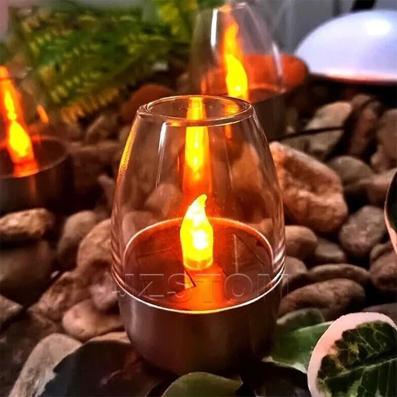 Lâmpada Solar De Velas LED Para Exterior À Prova D'água Luz Automática Liga/Desliga Recarregável