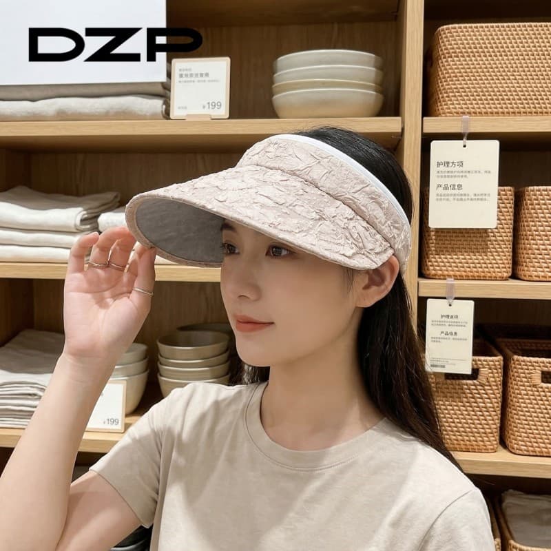 DZP High-End Seersucker Vazio Cartola Mulheres Verão Luz Luxo Simples Dobrável Protetor Solar Capa Rosto Chapéu de Sol