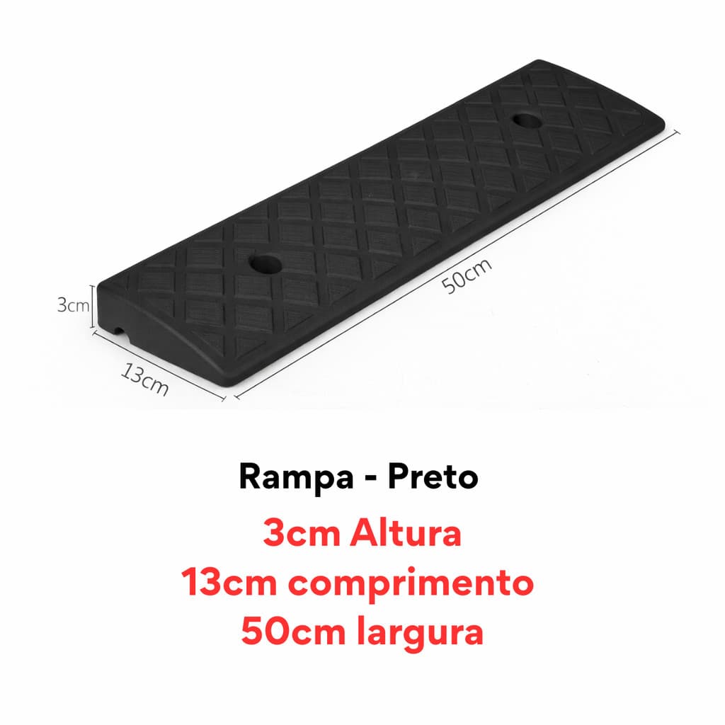 Rampa de degrau 03x13x50 modular calçada garagem áreas de acesso para pessoas com deficiência Preto