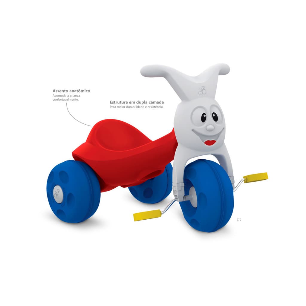 Triciclo Infantil Tico Tico Europa Bandeirante 670 | 1 ou 2 Unidades | Conforto e Diversão