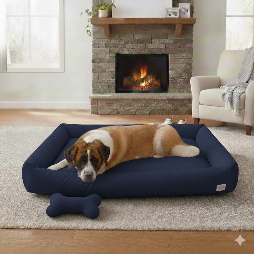 Cama Pet Impermeável Grande 100x70Cm e Media 70x50cm - 100%Lavável Confortável Para Cachorro Marinho