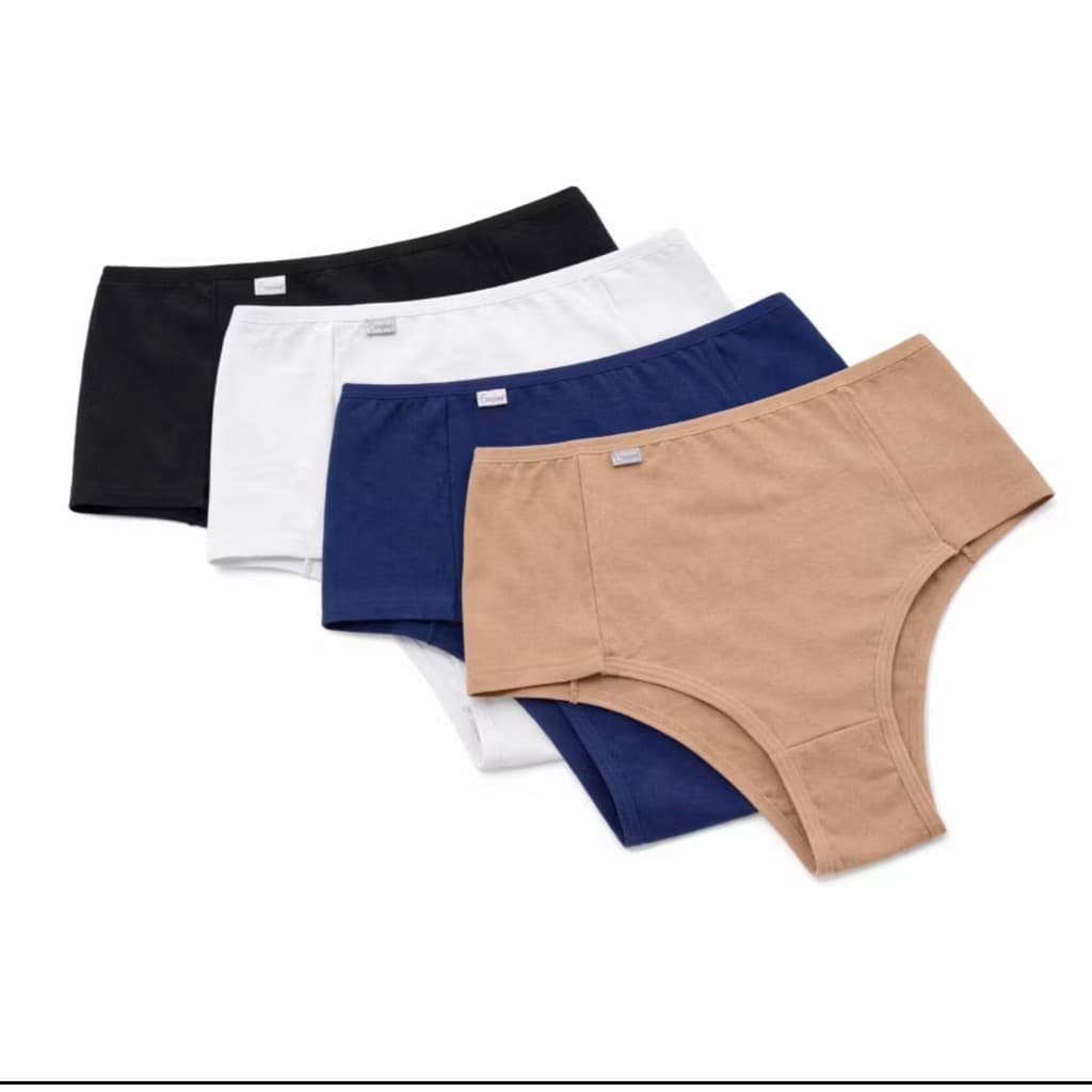 Kit Calcinha Pala Dupla em Algodão Segura Barriga Pós Parto Cós Alto Microfibra Conforto Modeladora