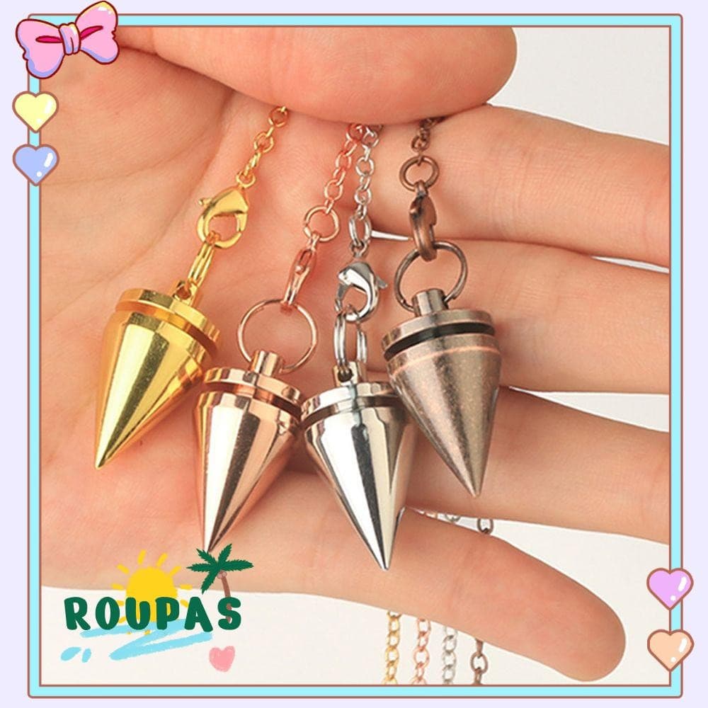 ROUPAS Reiki Pendulum Pingente Corrente Radiestesia Ouro Prata Antigo Cobre Rosa Metal
