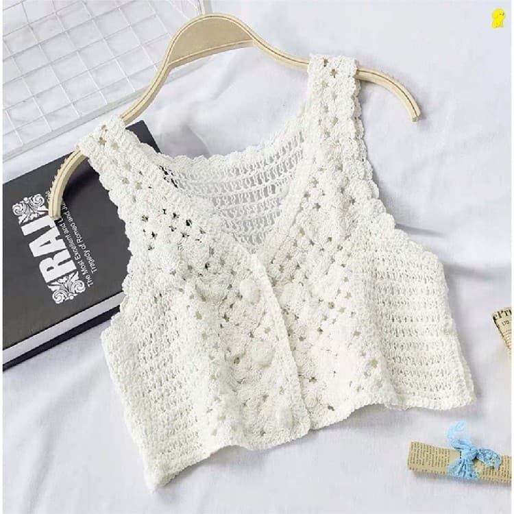 Colete pequeno feminino primavera verão exterior curto sem mangas oco xale colete All-Match colete feminino Cardigan jaq