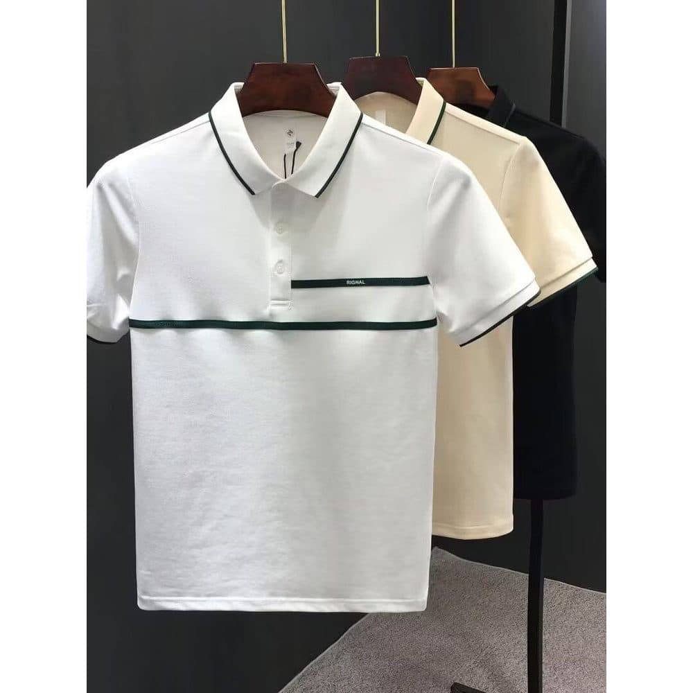 Verão de manga curta novo estilo simples All-Match literário masculino na moda camisa POLO temperamento padrão juventude