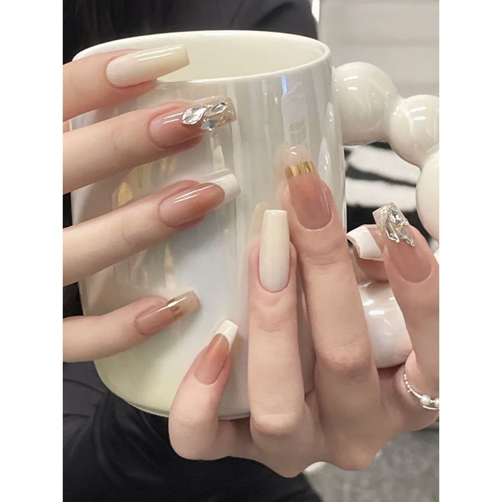 Unhas para usar à mão mostrando as mãos branco fototerapia de comprimento médio olho de gato feminino curto high-End lon