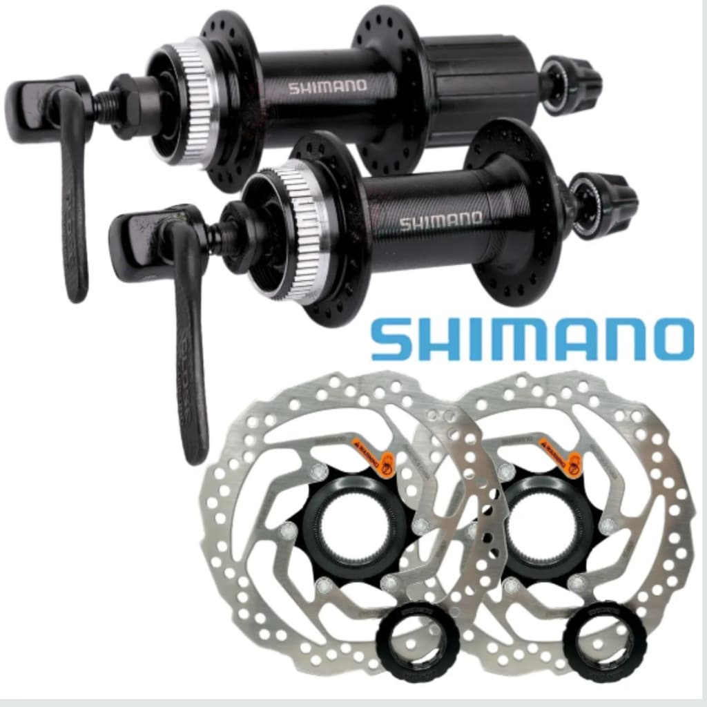 Par Cubo Shimano 36 Furos + Par Discos  Bicicleta Shimano 160mm M3050 Padrão HG 8/9/10v