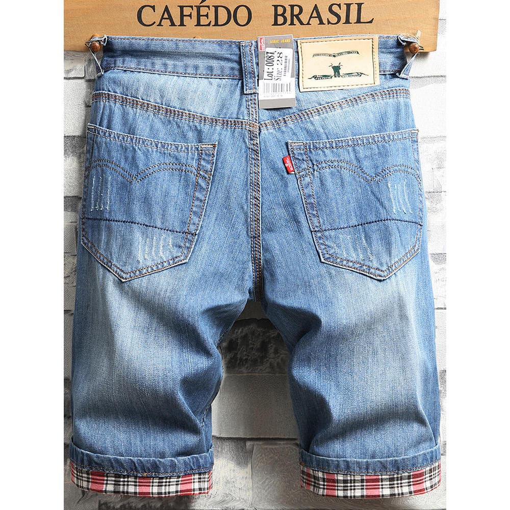 2026 novo estilo Shorts jeans masculinos calças cortadas verão estilo fino Street Wear solto calças médias calças cortad