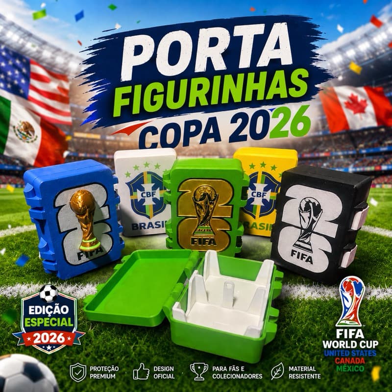 Caixa Porta Figurinhas Copa 2026 Coleção de Figurinhas Copa do Mundo
