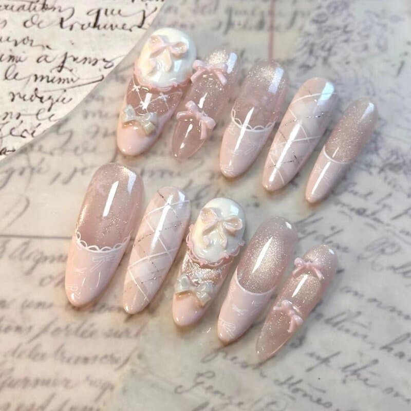 M218 gelo transparente estrela azul ano novo bonito estilo feminino arco vestindo unhas High-End clareamento outono inve