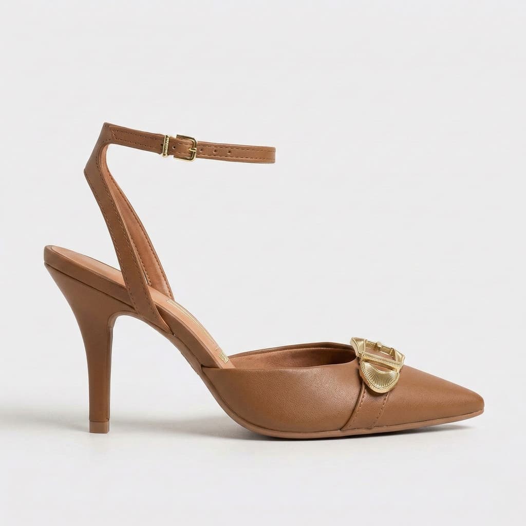 Scarpin Vizzano Slingback Salto Alto Marrom
