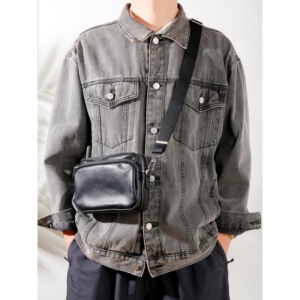 Bolsa mensageiro de couro masculina Original feita à mão, quadrada, Horizontal, bolsa de ombro, primeira camada, bolsa p