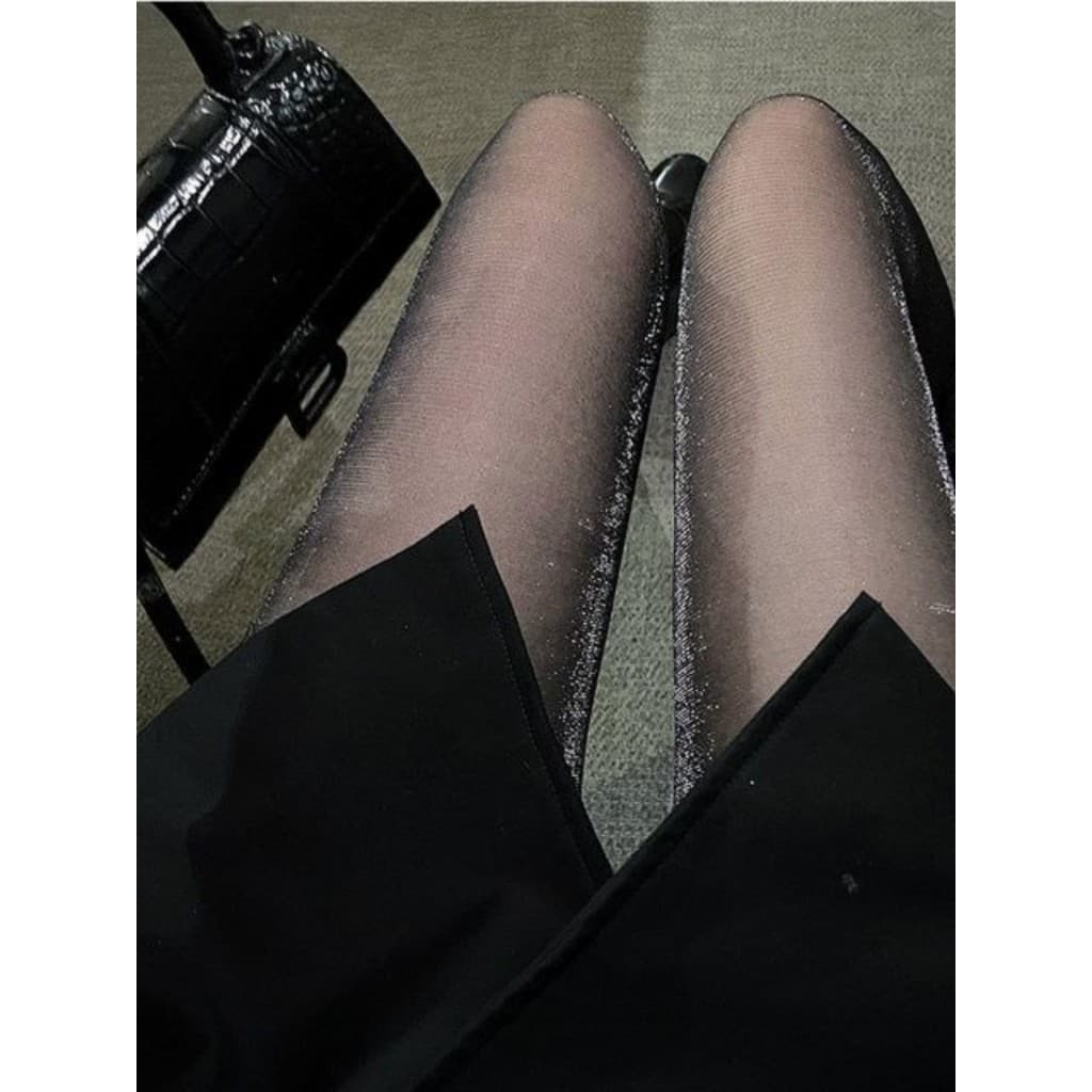 Moda brilhante meias femininas pérola brilhante prata seda brilhante meia-calça reflexiva brilhante seda preta Multi