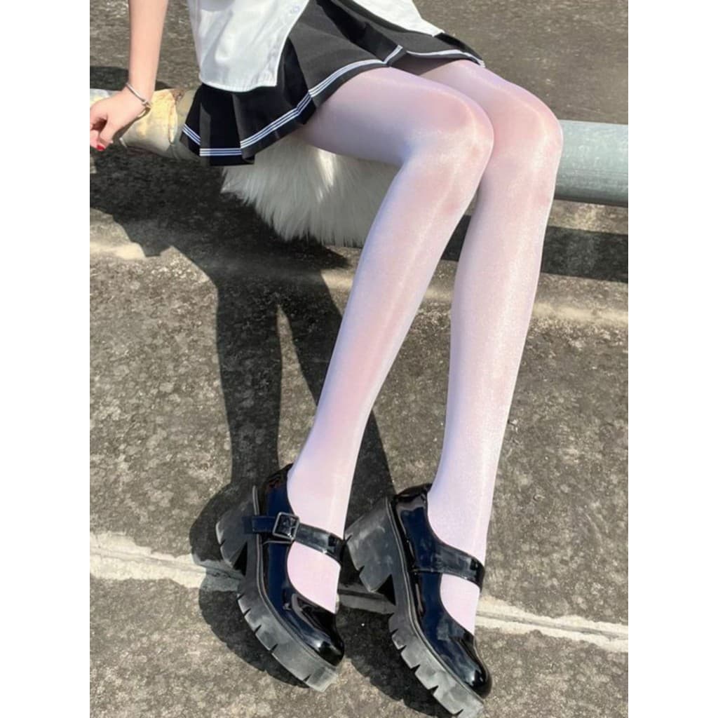 Japonês branco seda brilhante meias de seda brilhante quente menina jk terno feminino sentir puro desejo estilo preto me