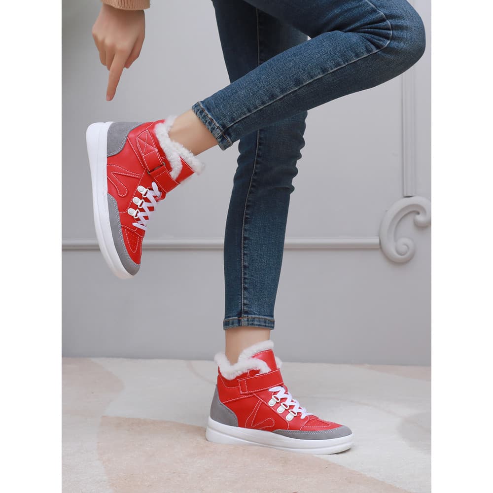 Tamanho 35 Niu Camurça Couro Genuíno Velcro High-Top Estilo Preppy Sapatos Femininos Botas Curtas Femininas Tênis Casuai
