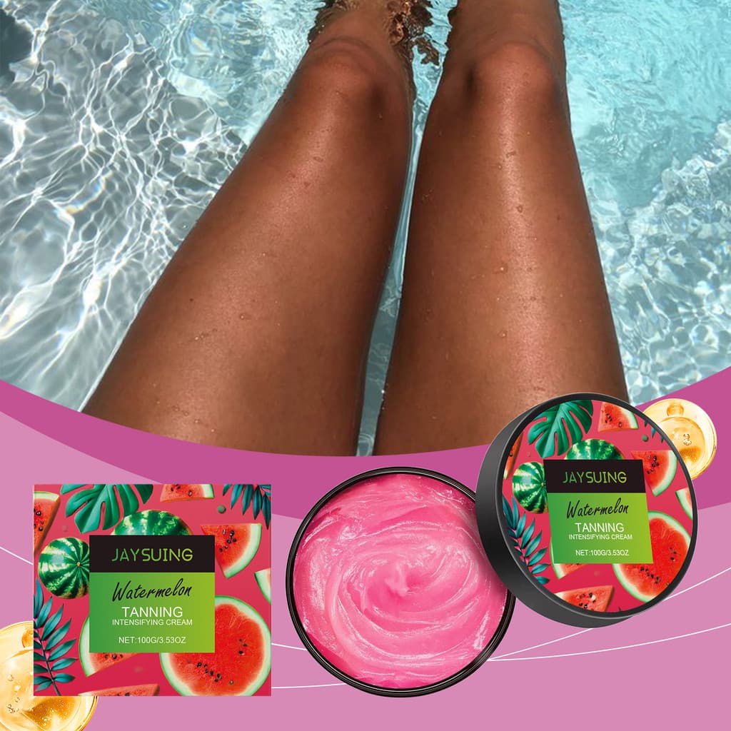 Jaysuing sabor melancia hidratante ajuda creme preto verão ao ar livre praia ajuda preto trigo cor pele brilho Natural