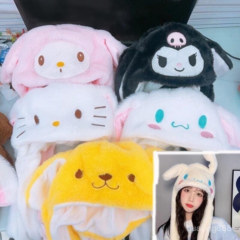 Um chapéu que se move e tem orelhas que se movem, um brinquedo divertido de pelúcia macia.