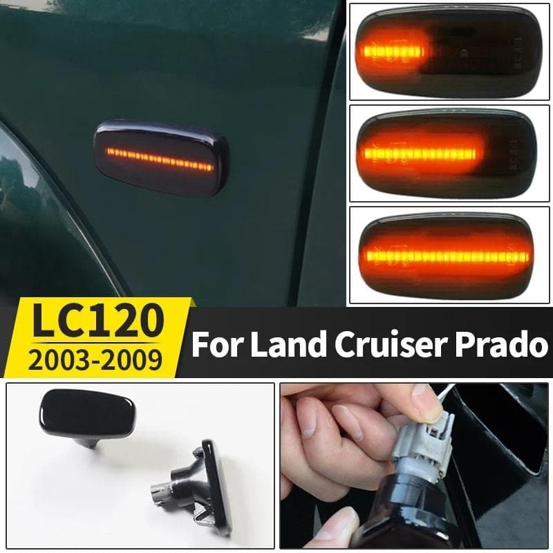 Para 2003-2009 Toyota Land Cruiser Prado 120 Fender Sidelight Decoração Quadro Lc120 Corpo Sinal De Volta Modificação Pe