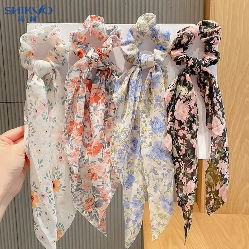 Lenço de seda Floral faixa de cabelo feminino gravata faixa de cabelo 2025 novo estilo acessórios para o cabelo fita ver