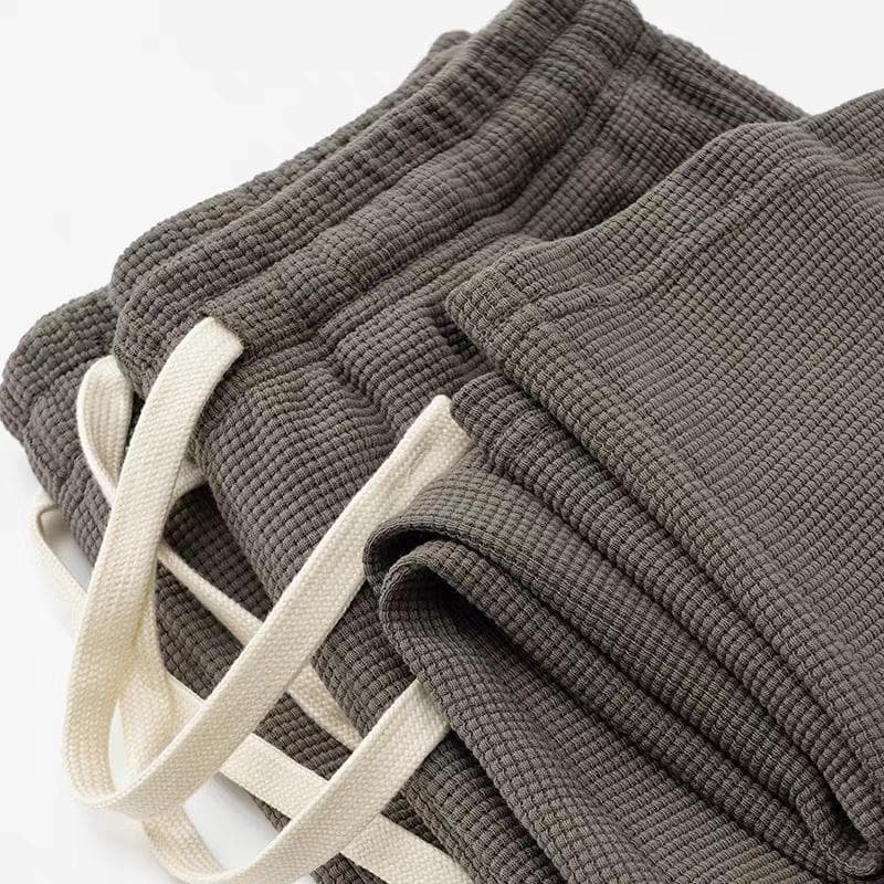 Calças Waffle masculinas primavera verão novo estilo masculino calças de moletom de perna larga adolescente solto calças