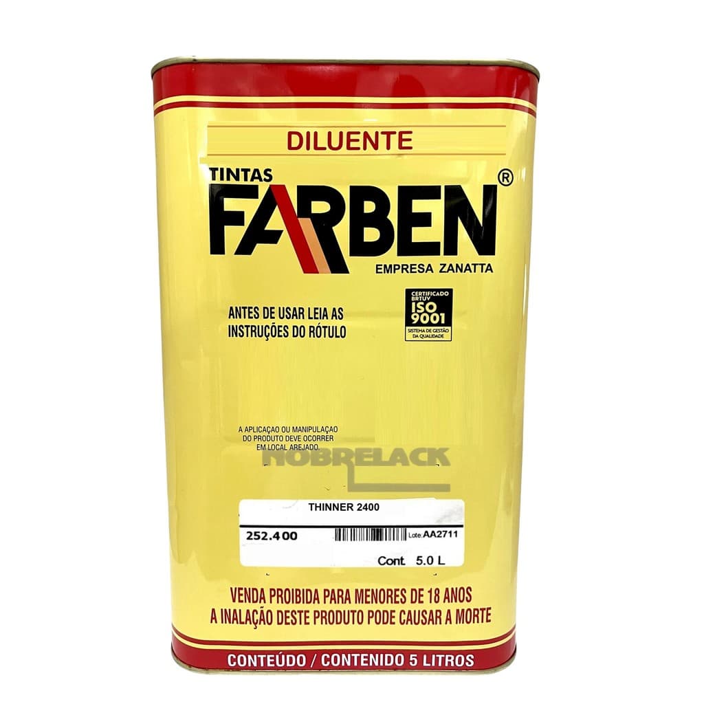 Thinner Diluente Nc Com Retardador 252.400 Farben 5 Litros