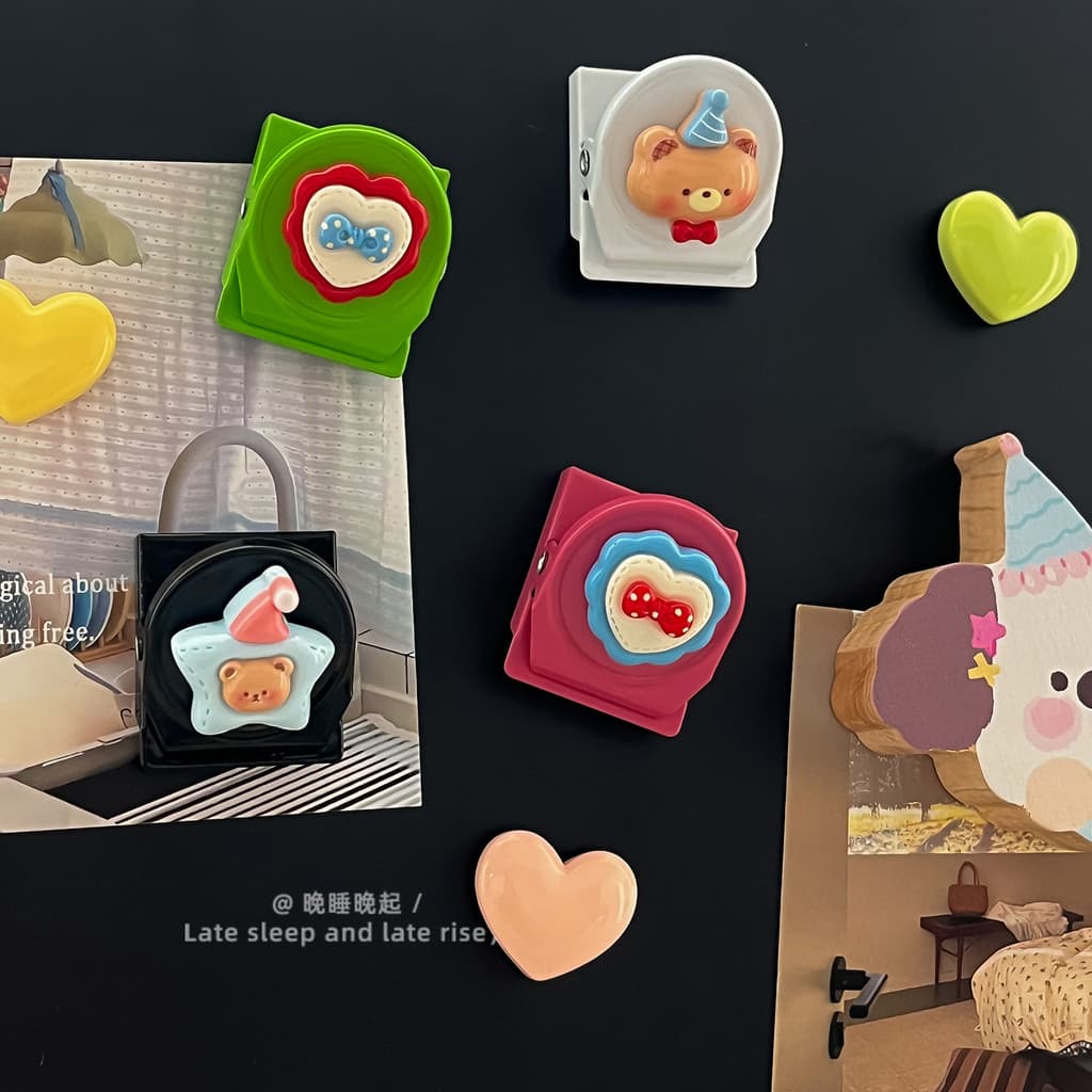 Urso dos desenhos animados colorido ímã clipe geladeira adesivo bonito kt Metal magnético lanche clipe de vedação à prov