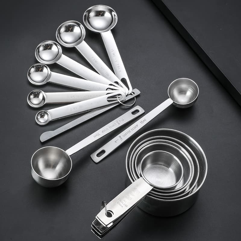 Colher medidora de aço inoxidável Conjunto de copo medidor Ferramentas de cozimento universais para cozinha Colher medid