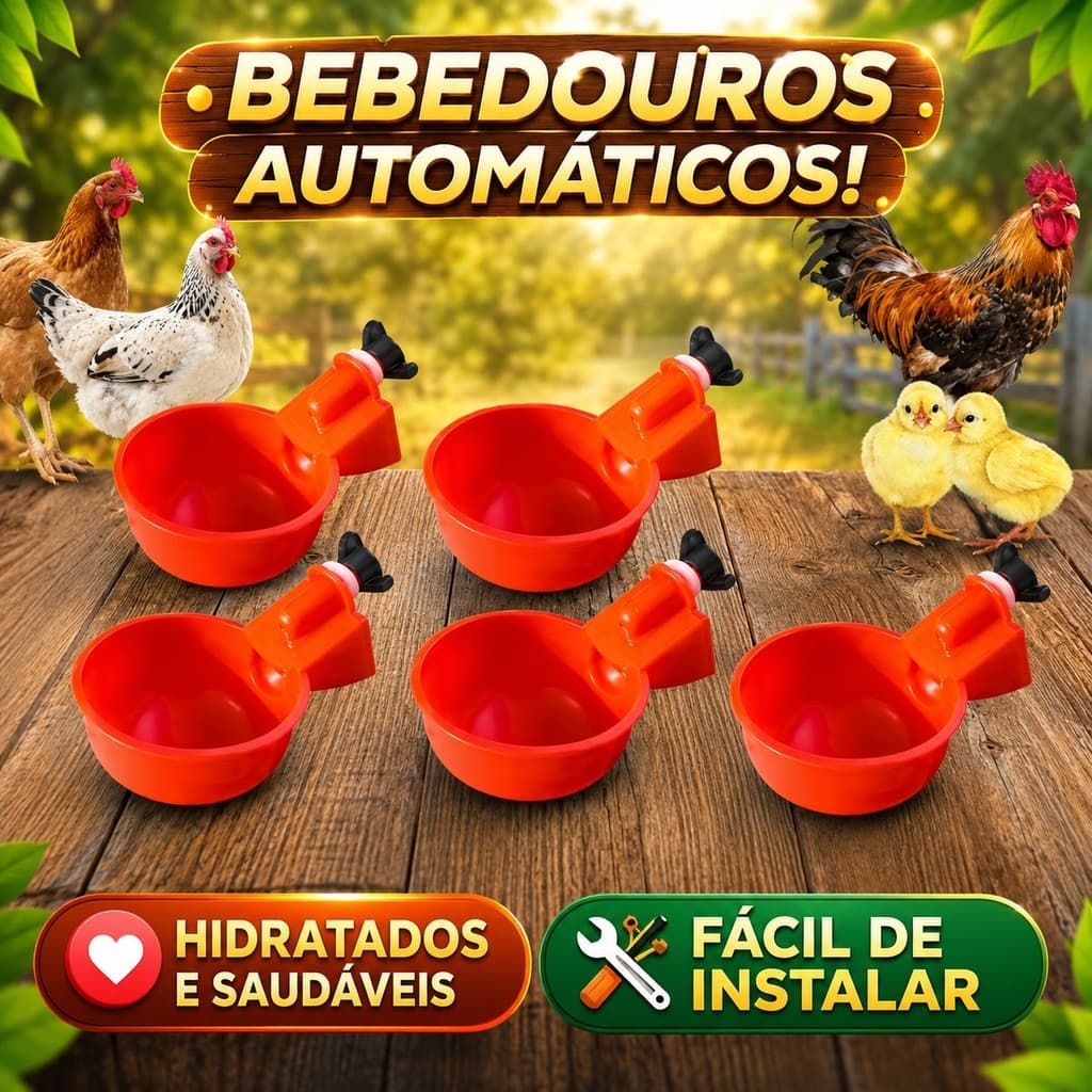 Kit 3/6/12/24 Bebedouro Automático Copinho Aves Galinha Gaiola Copo Copinho Pato Pintinho Pombos