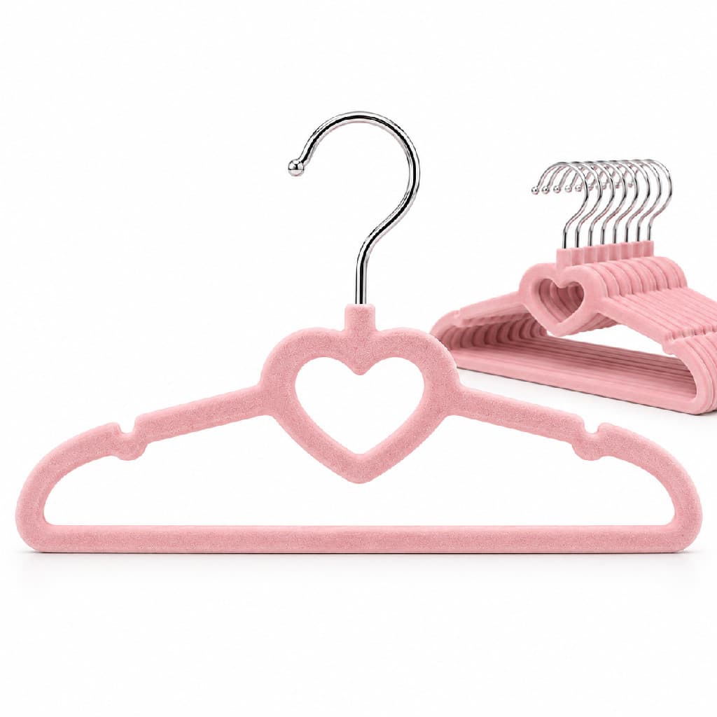 Kit 25 Cabides Infantil Fino Veludo Antideslizante Rosa