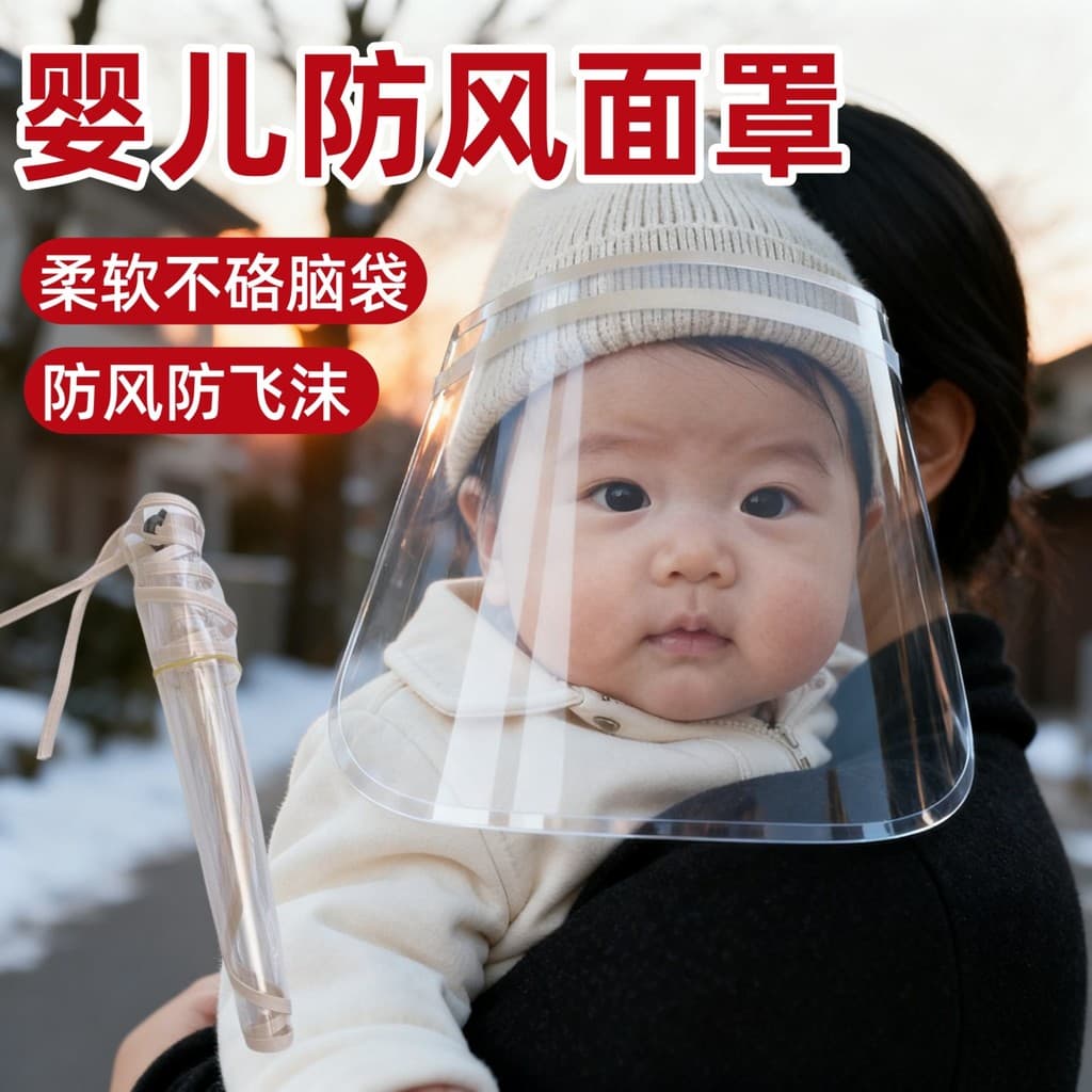 Inverno bebê outing máscara à prova de vento bebê outing anti-gotas anti-poeira HD transparente capa protetora à prova d