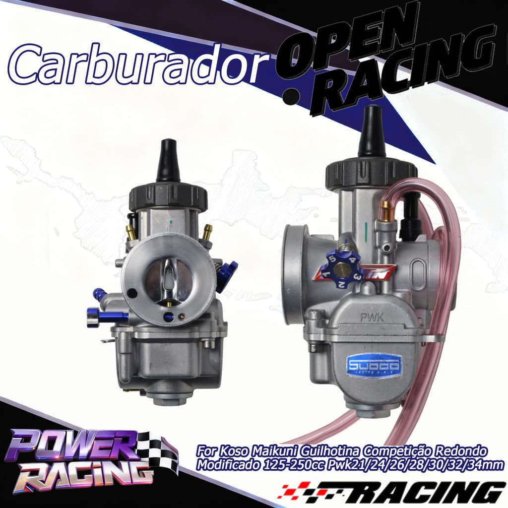 Carburador Guilhotina Competição Redondo Modificado 125-250cc Pwk21/24/26/28/30/32/34mm