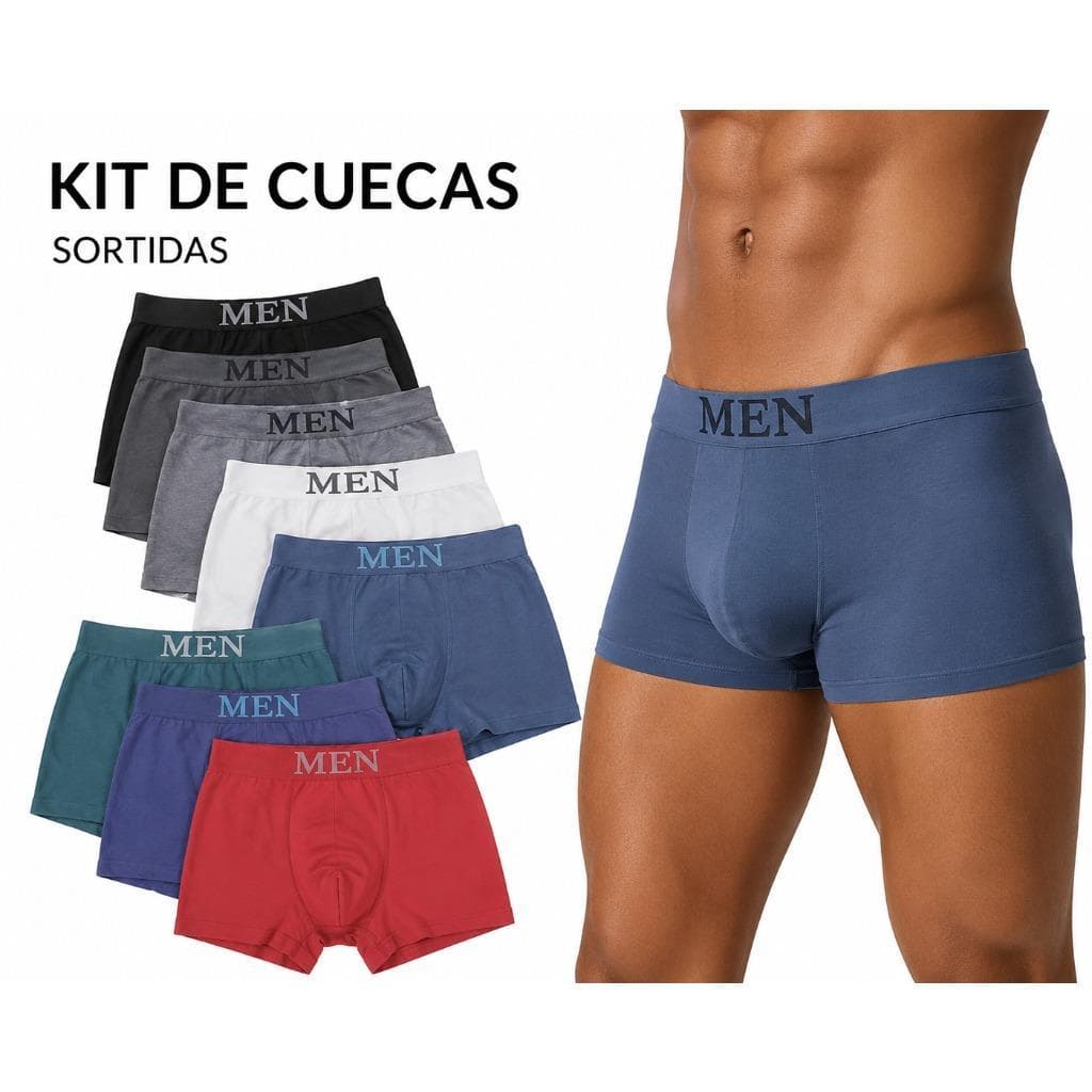 Kit 3, 6 ou 10 Cuecas Boxer Masculinas em Microfibra Sem Costura Confortáveis e Respiráveis
