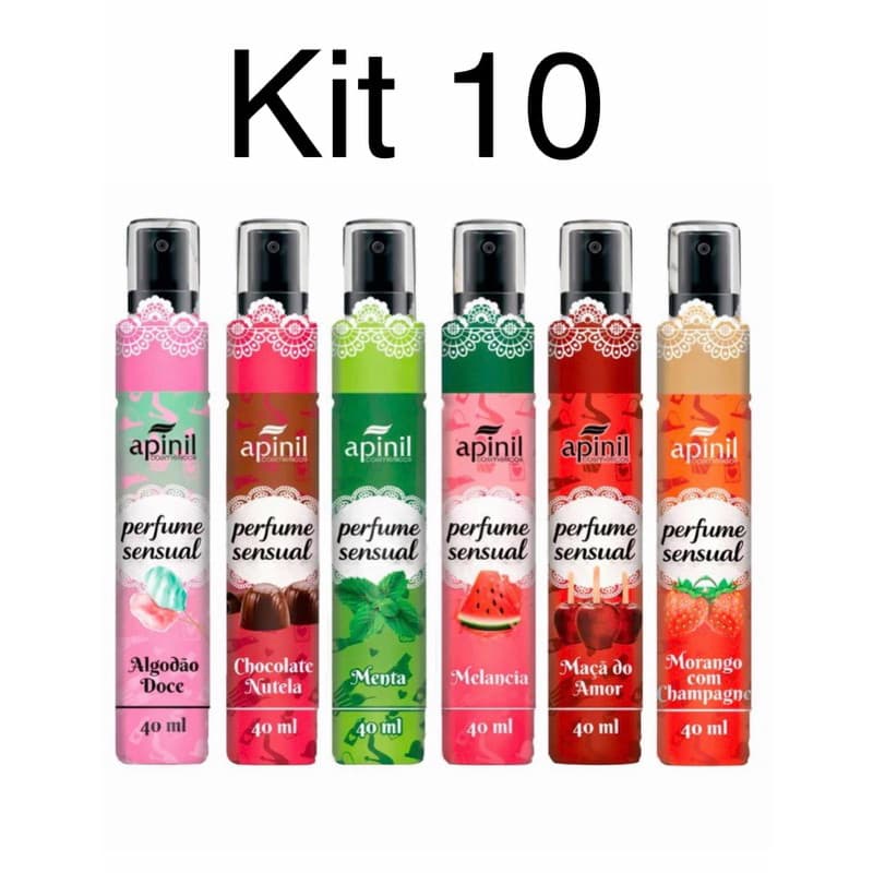 Kit 10 Perfume Sensual Apinil 40ml Fragancias Sortidas Auto cuidado Feminino