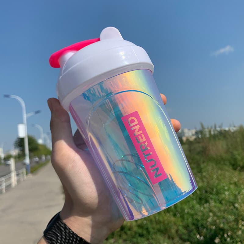 Sem terra arco-íris shaker copo Milkshake copo mexendo bola shaker copo esportes Fitness proteína em pó copo de água esc