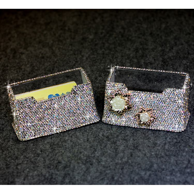 High-End diamante-cravejado caso de cartão de visita titular do cartão de visita criativo cristal strass titular do cart