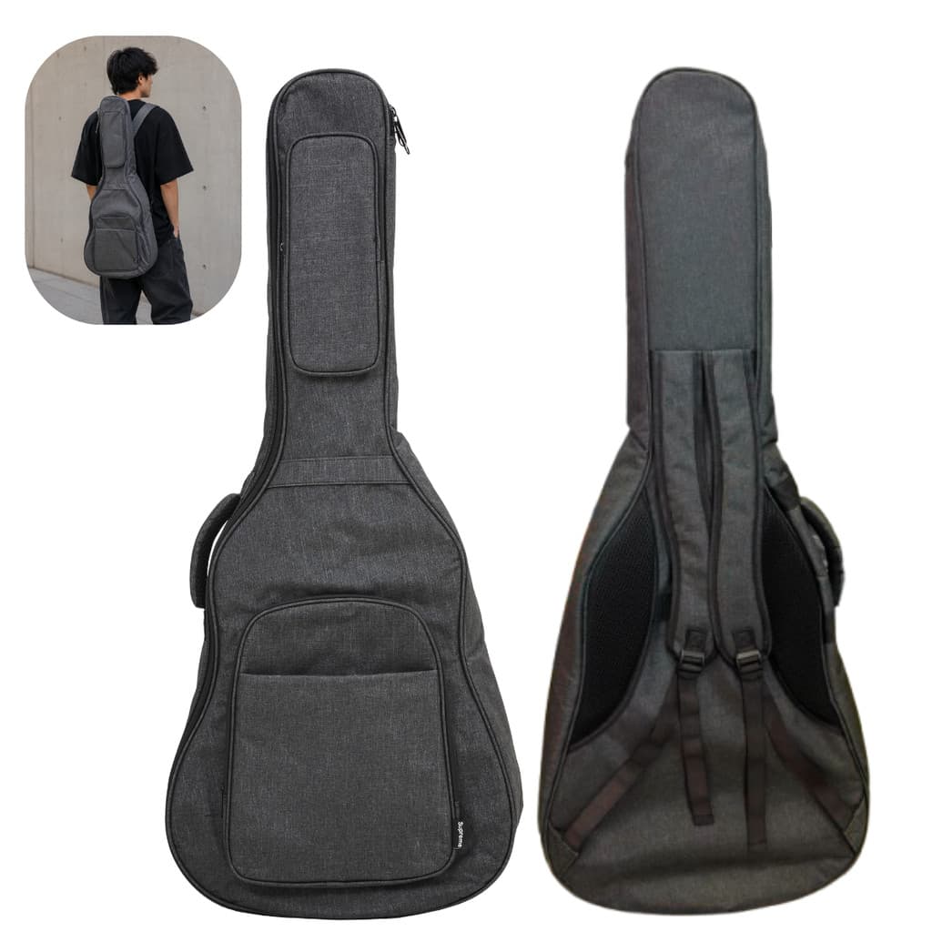 BAG CAPA PARA VIOLÃO ACÚSTICO OU ELÉTRICO TAMANHO 40/41 ESTOJO ACOLCHOADO 3 BOLSOS E ALÇA DE COSTAS
