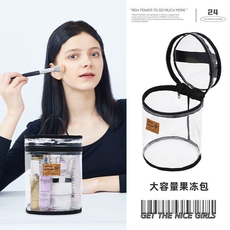 Bolsa cosmética transparente com cilindro o suficiente áspero, à prova d'água, bolsa de higiene portátil para viagem ao