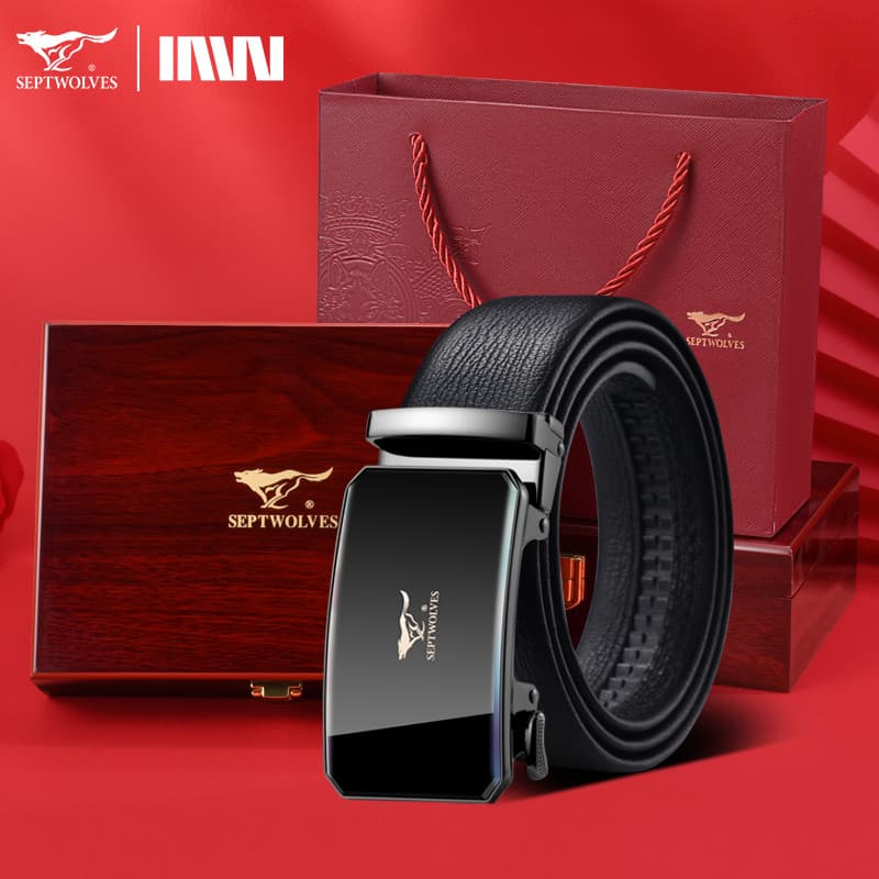 Sete cavalos lobo cinto de couro masculino genuíno High-End prático marido presente de aniversário para namorado calças
