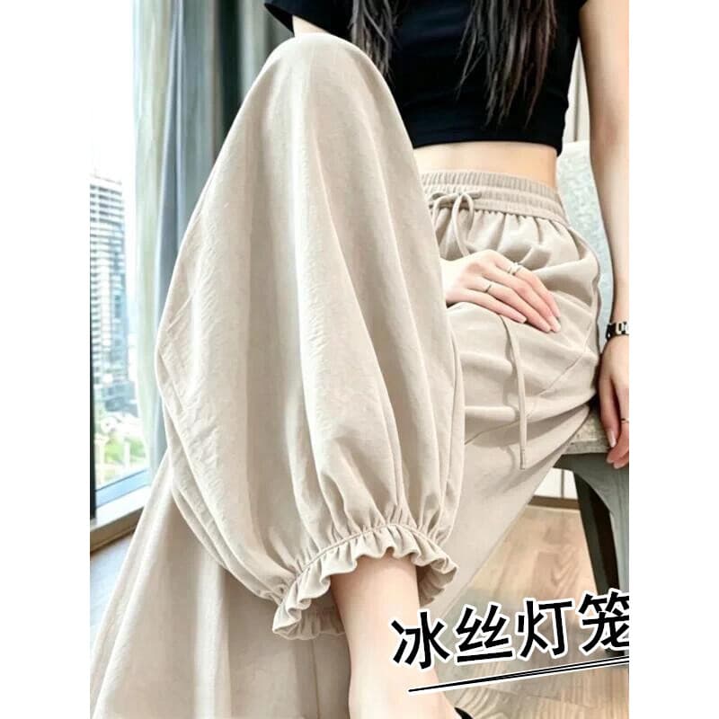 Tratamento de perda de seda gelo Bud Bloomers feminino verão estilo fino versão coreana Harem calças venda quente tornoz