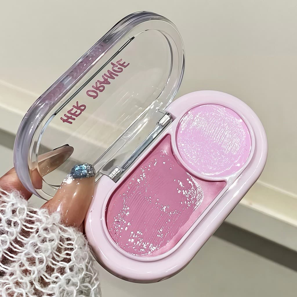 HERORANGE Light Face Duas Cores Blush Creme Fosco Iluminador Natural Tez Água Brilhante Blush Beleza
