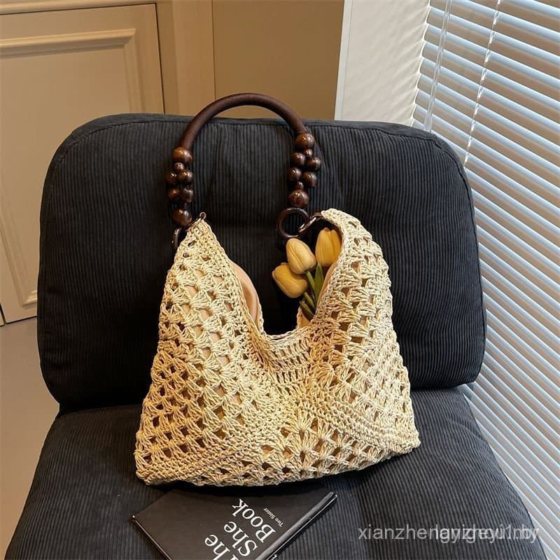 Bolsa Tecida Feminina para Comércio Exterior, Novo Estilo 2025, Grande Capacidade, Estilo Casual, Bolsa de Praia para Fé