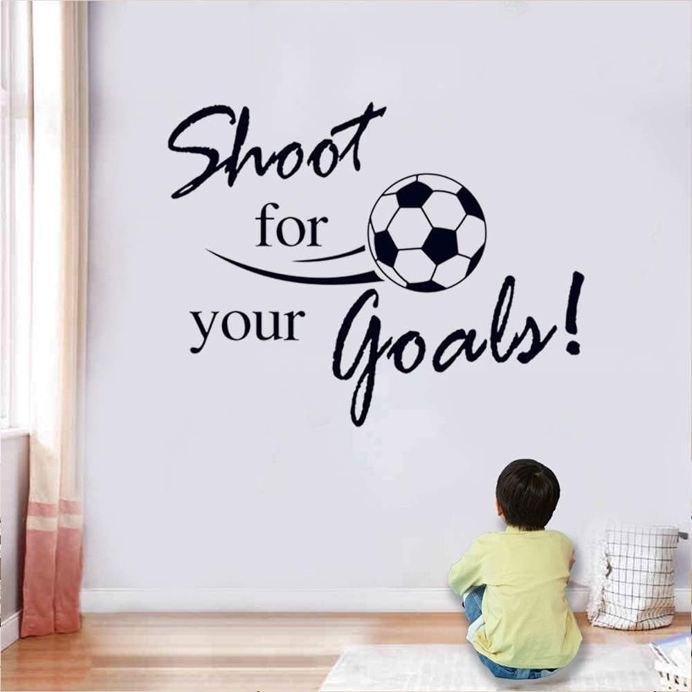 Adesivos de Futebol, Arte de Parede “Almeje Seus Gols”, Adesivos de Bola de Futebol para Quarto Infantil, Adesivo de Vin