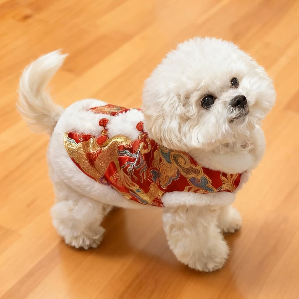 Roupas para cães Roupas para animais de estimação Roupas de ano novo Roupas de ano novo Vermelho Festivo Dragão Robe Man