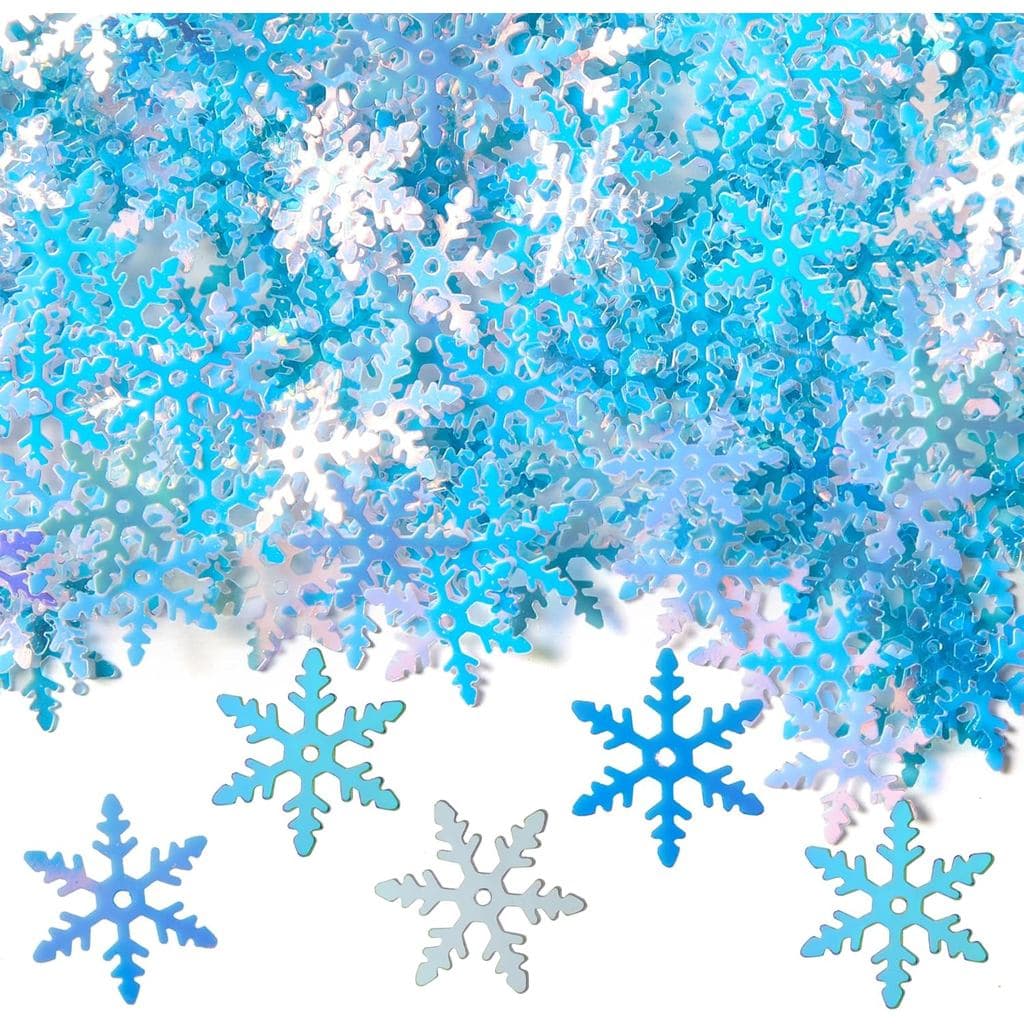 2000 peças/80g Decorações de Confete de Flocos de Neve de Natal Brancos e Azuis, Confete de Mesa com Brilho para Festa d