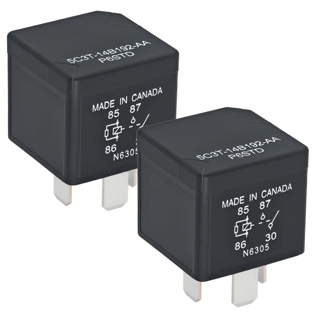 5C3T-14B192-AA P6STD Relé de Potência Automotivo (Pacote com 2) – Relé de 12V 40A com Design Plug-in SPNO de 4 Pinos par