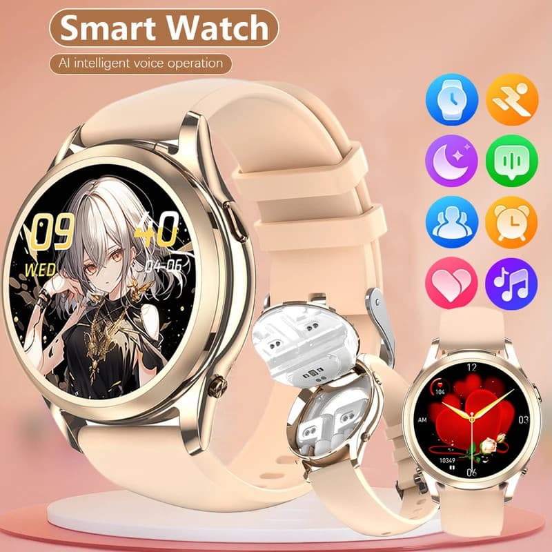 Novo Smartwatch Relógio Inteligente 2-Em-1 Fones De Ouvido Sem Fio Para Chamada Freqüência Cardíaca Monitoramento Saúde