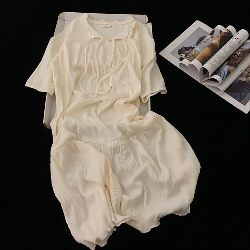 Camisola de manga de cinco pontos verão feminino 2024 novo estilo algodão estilo chinês puro desejo estilo menina doce c